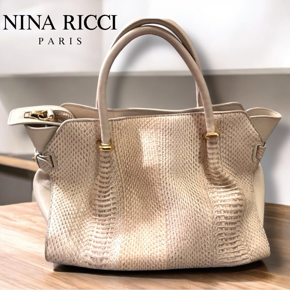 Nina Ricci Tan Python Le Marché Handbag Tote Set - Picture 2 of 8